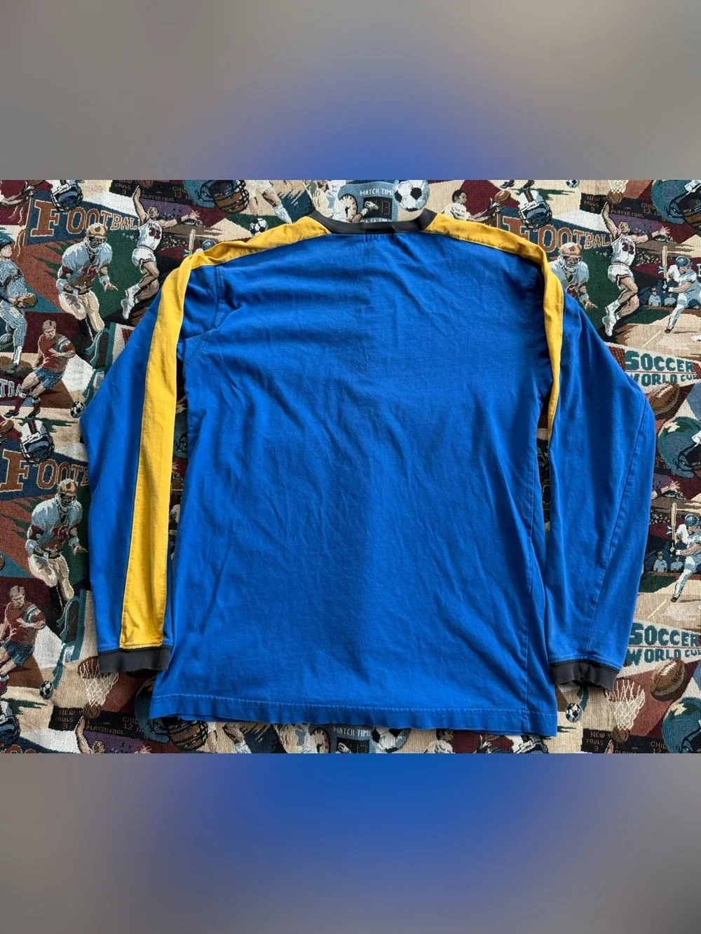 Vintage 90s Men’s J.crew Sport Blue & Yellow Long Sleeve T-shirt